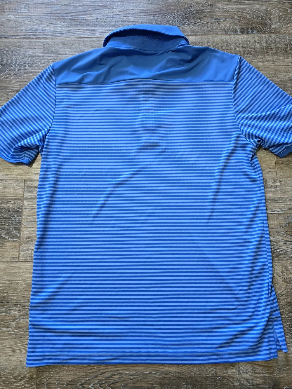 Adidas Climachill Polo Shirt Mens Medium Blue Striped Golf Tennis Athletic Top M